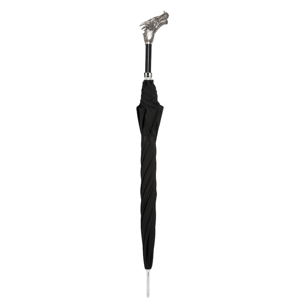 Black Umbrella with Silver Dragon Handle - PASOTTI