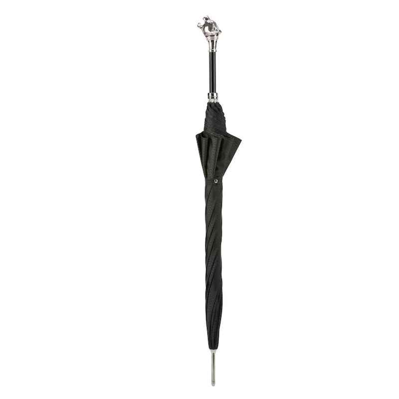 Black Umbrella with Vintage Panther Handle - PASOTTI