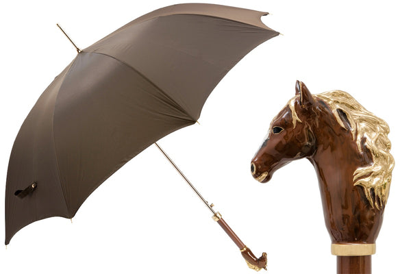 Brown Umbrella with Brown Horse handle - PASOTTI
