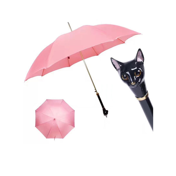 Pink Umbrella with Black Cat Handle - PASOTTI