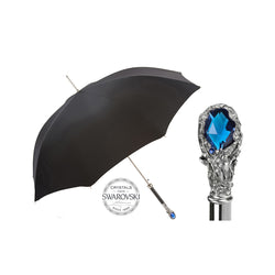 Black Umbrella with Blue Crystal Handle - PASOTTI